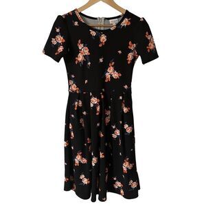 LuLaRoe Black Floral Amelia Mini Dress